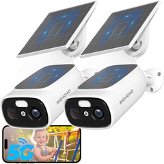 2Pc 2.4G/5G Wifi Cameras for Home Security with Double Solar Panels, 2K Solar Se