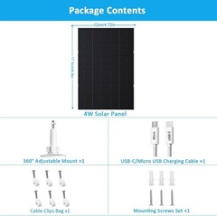 4W USB Solar Panel for Security Cameras – Waterproof, 360° Adjustable Mount