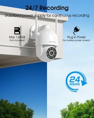 2.5K HD Security Cameras Outdoor Plug-in, 360°Pan-Tilt View, 2 Pack