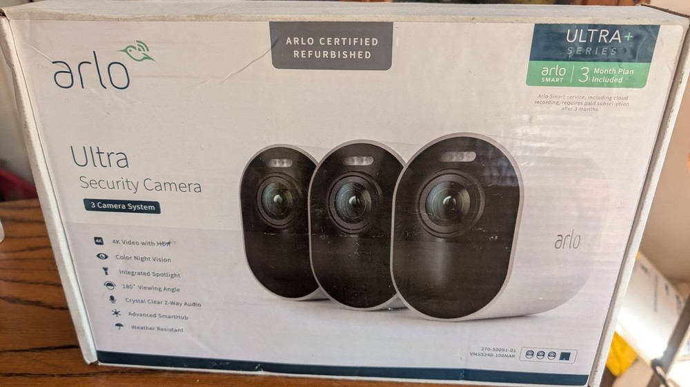 Arlo Ultra 4K UHD Wire-Free Security 3 Camera System In/Outdoor VMS5340-100NAR