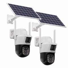 2PCS WiFi 8MP Wireless Solar Power PTZ Camera Security CCTV Surveillance Outdoor