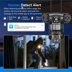 3 Lens 12MP Solar Battery Home Security Camera Outdoor Wifi Wireless PTZ CCTV US