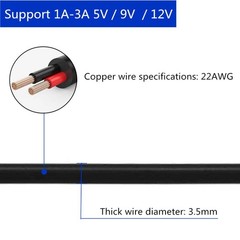 DZYDZR 2pcs 1 Meter 2.1mm x 5.5mm DC 12V 3.3 feet, 2 x 5.5 2.1 Male-Male