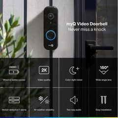 Chamberlain myQ Video Doorbell | 2K Camera, Battery/Wired, Color Night Vision