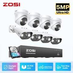 ZOSI 8CH 4K POE NVR 5MP Security IP Camera System AI Smart Detect 24/7 Audio 2TB