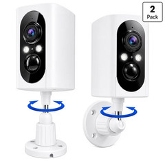 2-Pack 2K Wireless Wi-Fi IP Cameras Indoor/Outdoor Night Vision PIR 128GB