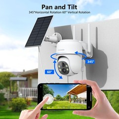 Wireless 2K Home Security Camera System Solar Panel 360°PTZ 3MP Outdoor Audio