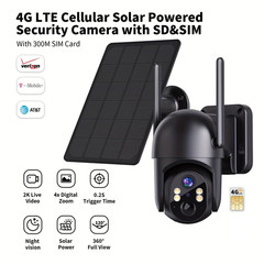 4G LTE Cellular Security Camera No WiFi Solar Outdoor Night Vision With SIM Card