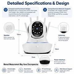 Smart PTZ WiFi Security Camera 360° Panoramic View for Home Office Two-Way Audio