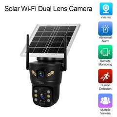 1-4pcs 6MP Solar Camera WIFI Solar Panel Dual Lens Camera Home Security CCTV Cam