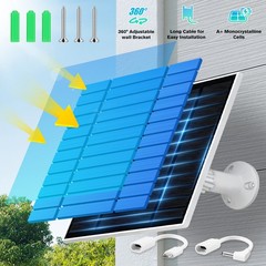 5W 10W USB Solar Panel with 9.8ft Cable for Outdoor Rechargeable Battery Camera