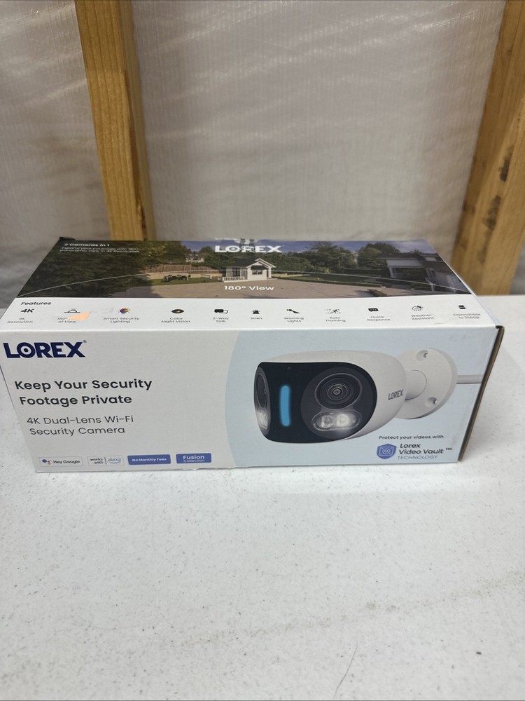 Lorex 4K Dual Lens Wi-Fi Security Camera with Smart Security Lighting
