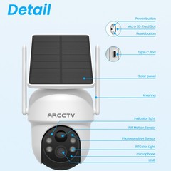 Solar Battery Powered WiFi IP Security Camera System Outdoor Wireless Home Audio