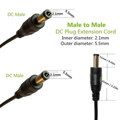 DZYDZR 2pcs 1 Meter 2.1mm x 5.5mm DC 12V 3.3 feet, 2 x 5.5 2.1 Male-Male