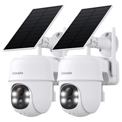 Cinnado 2K Wireless Solar Security Camera System 360° PTZ 4MP WIFI Outdoor Audio