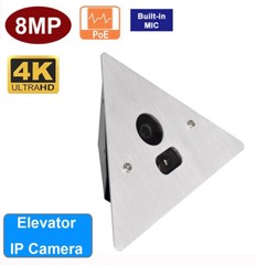 8MP/4K HD 2160P Corner Mount Elevator IP Camera With Build-in Audio POE/12VDC