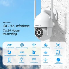 ARCCTV WiFi Security Camera Wireless Outdoor PTZ 2 Way Audio Color Night Vision