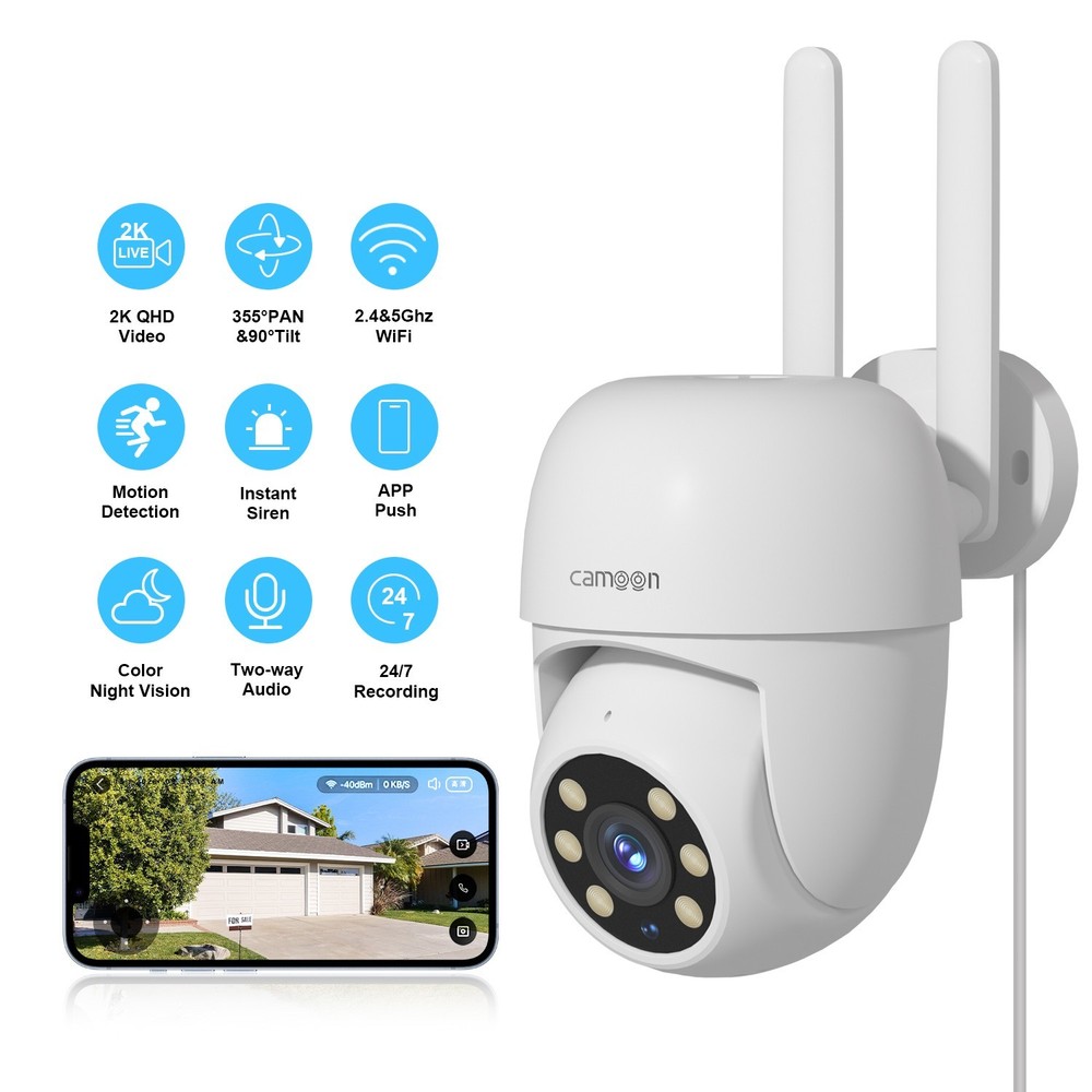 2K Wifi Surveillance Camera Wireless Security PTZ IP Camera Color Night Vision