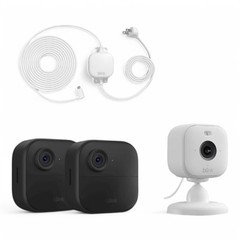 Blink 2pk Outdoor Camera w/ Mini 2 Camera, Weather Resistant 13′ Power Adapter