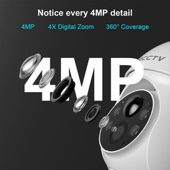 4MP Wireless Solar Battery Security Camera Outdoor Audio AI Human 360° PTZ View