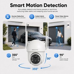 ARCCTV 4MP WiFi6 Wireless Outdoor Security Camera Solar Battery Powered PTZ Cam