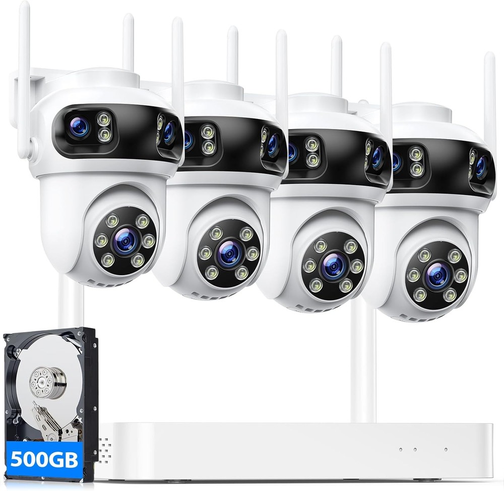 WIFI IP Camera Three Lens Triple Screen Auto Tracking CCTV Video Security System