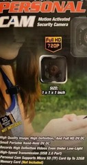 One Tekno Personal Cam 1x1x1 Inch Motion Activated Full HD 720P Security Camera