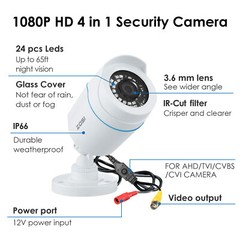 ZOSI 2MP 1080P 4in1 Security Camera Wired Home CCTV Camera Night Vision Outdoor