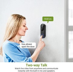 1080P Wireless Video Doorbell Camera, Smart Outdoor Surveillance Cam, FHD Live