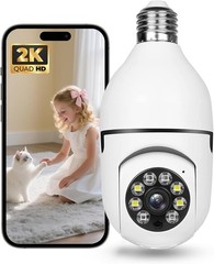 AI-Enabled Light Bulb Security Camera – 2K Resolution, Wireless & Plug-and-Play