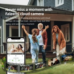 faleemi 2K WiFi Security Camera for Home with Cell Phone App Control, Color N…