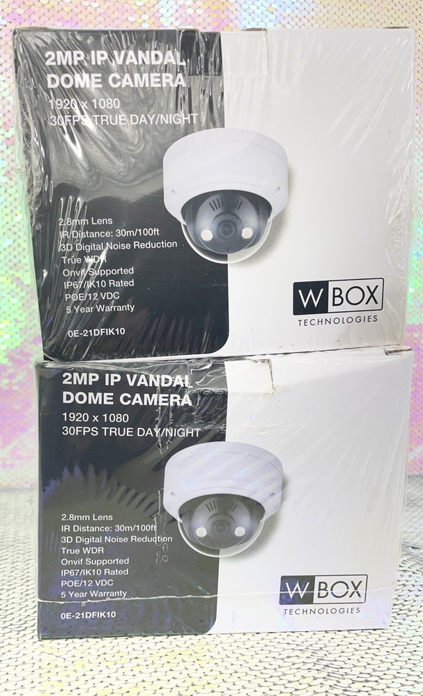 Lot Of 2 WBOX 2MP HD VANDAL DOME CAMERAS 1920×1080 30FPS TRUE DAY/NIGHT