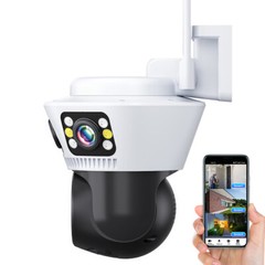 6MP Triple Lens WiFi Surveillance Security Camera Outdoor PTZ Auto Tracking Cam