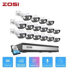 ZOSI 4K 16CH NVR 5MP/8MP IP Home POE Security Camera System AI Face Alerts Audio