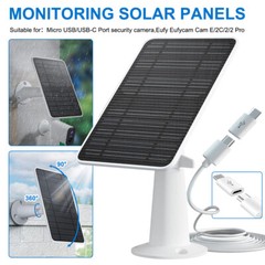 360° Solar Panel Charger for Outdoor Security Camera Eufy 10W Micro USB Type-C