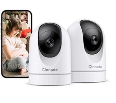 NIB Cinnado D1 White 2K Wireless Security Camera Night Vision Alex Google 2 Pack