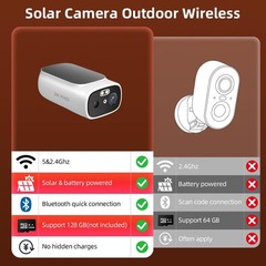 DualBand WiFi6 Wireless Pre-Record Solar Battery Security Camera System 8PACK