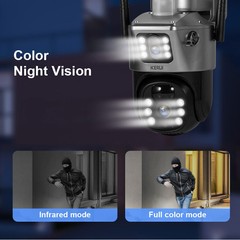 2/4PCS Solar Security Camera PTZ 4MP WIFI CCTV Video Surveillance 64G SD Card