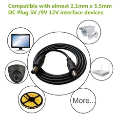 DZYDZR 2pcs 1 Meter 2.1mm x 5.5mm DC 12V 3.3 feet, 2 x 5.5 2.1 Male-Male