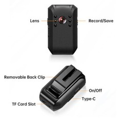Body Camera HD 1080P Video DVR Clip IR Night Vision Cam with Free 64GB SD Card