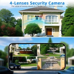 5MP WIFI Camera FHD Security Camera 4 Lens PTZ Outdoor Heavy Duty Home Yard CCTV