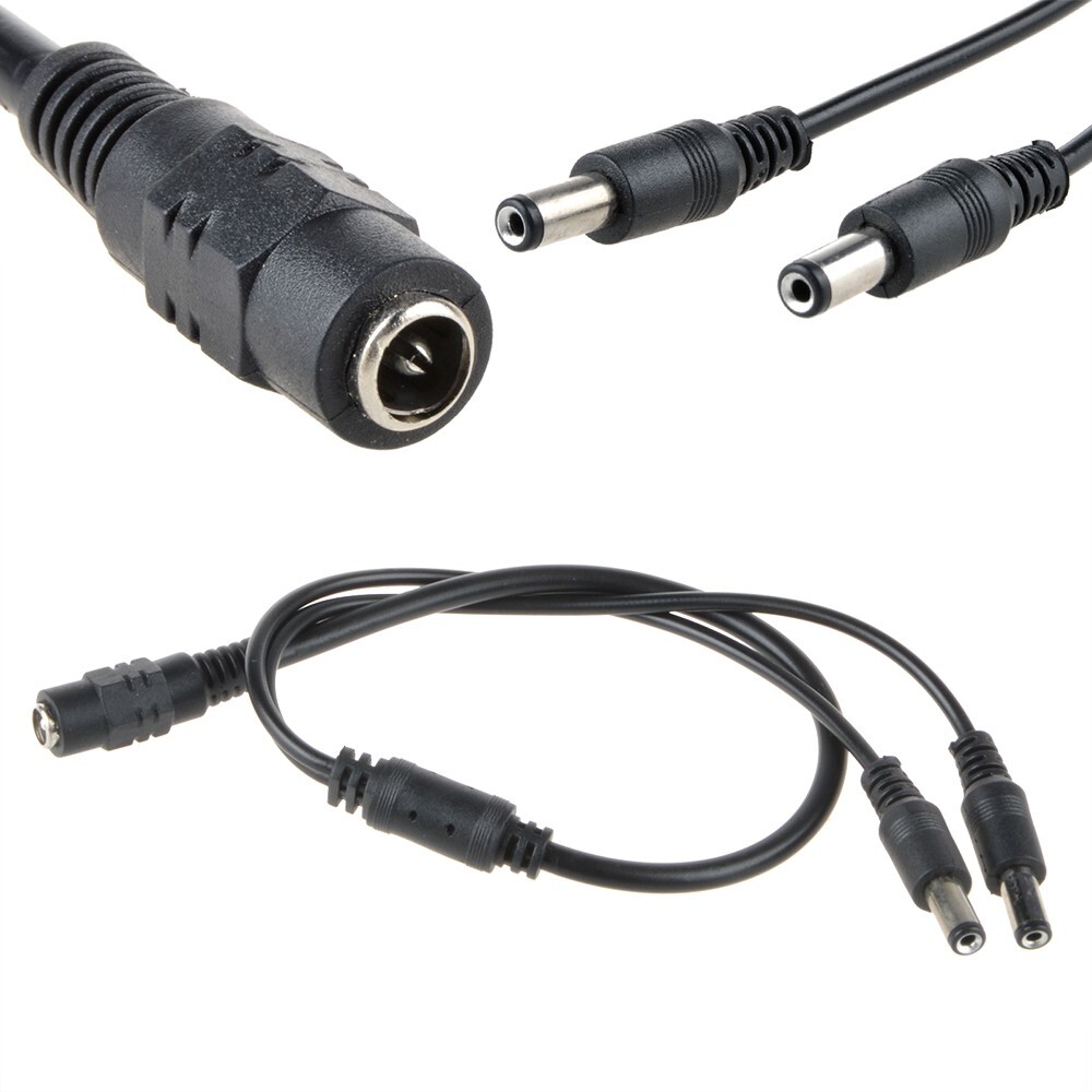 20AWG CCTV Security Camera 1 to 2 Port Power Splitter Cord Cable Pigtails 12V DC