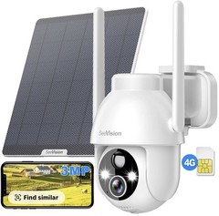 Black 4G LTE Cellular Solar Security Camera, Solar Powered Wireless 4G camera