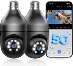 Light Bulb Security Camera 2.4GHz 5G WiFi Indoor Outdoor, 1080P E27 Socket