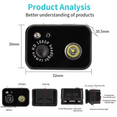 D7 1080P Head-mounted Lighting Camera LED Motion Sensor Video Recording Lighting