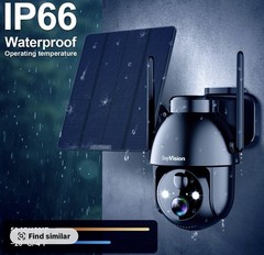 Black 4G LTE Cellular Solar Security Camera, Solar Powered Wireless 4G camera
