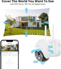 ieGeek 5MP Wireless Solar Outdoor WiFi 360° PTZ Security Cameras Battery Powered