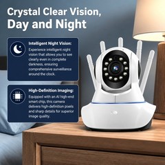 Smart PTZ WiFi Security Camera 360° Panoramic View for Home Office Two-Way Audio