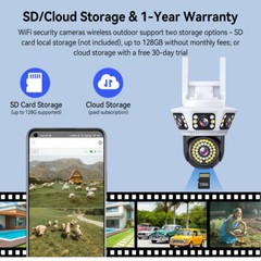 6MP Triple Lens WiFi Surveillance Security Camera Outdoor PTZ Auto Tracking Cam