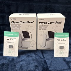 2 Wyze Can Pan V3 WYZECPAN3 Indoor & Outdoor Color Night Vision & 2 32 GB Cards